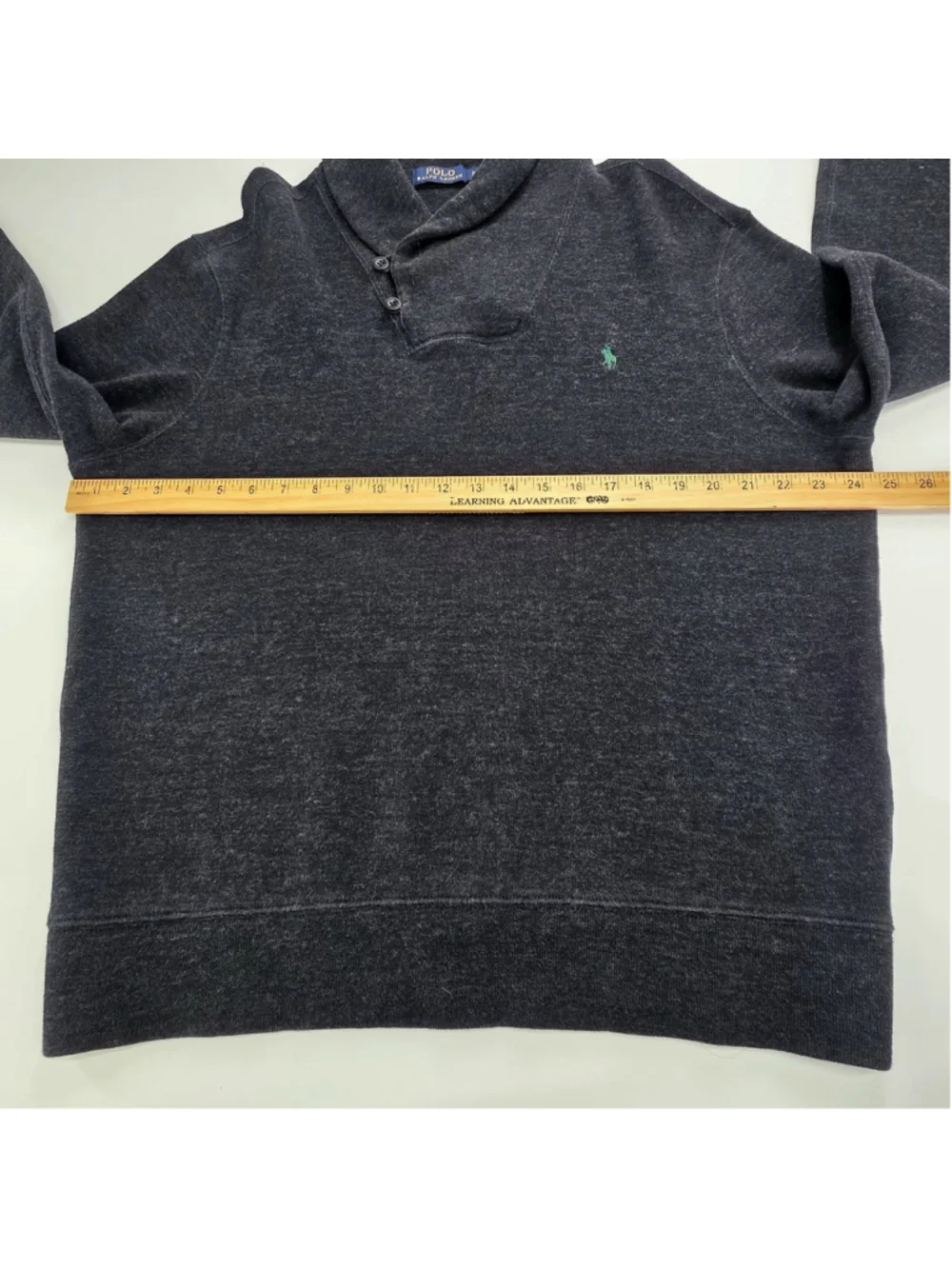 Polo Ralph Lauren Mens XL Cotton Shawl Collar Pullover Sweater Charcoal Gray